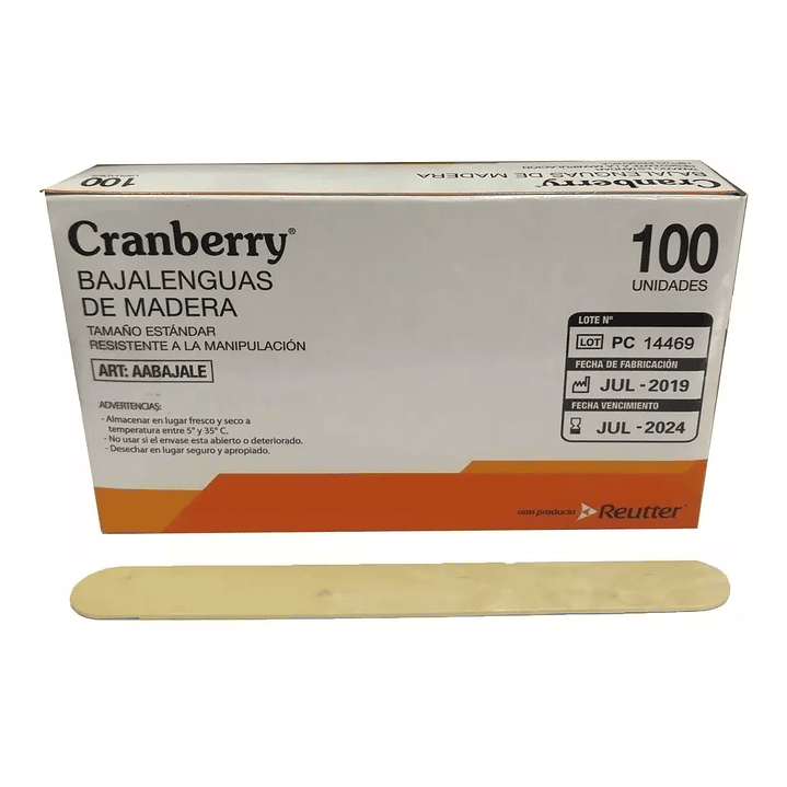 Bajalenguas cranberry no estéril 100 un madera