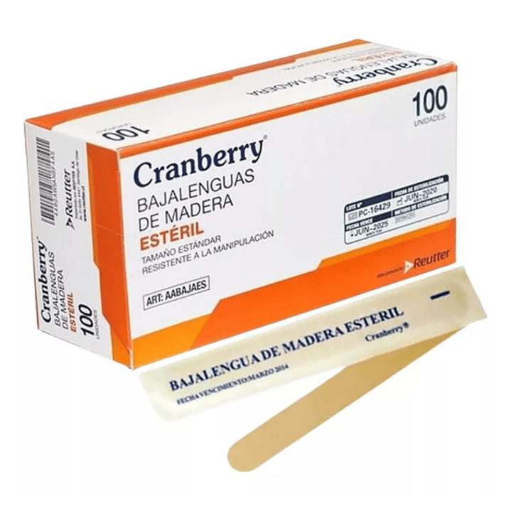 Bajalenguas cranberry estéril 100 un madera