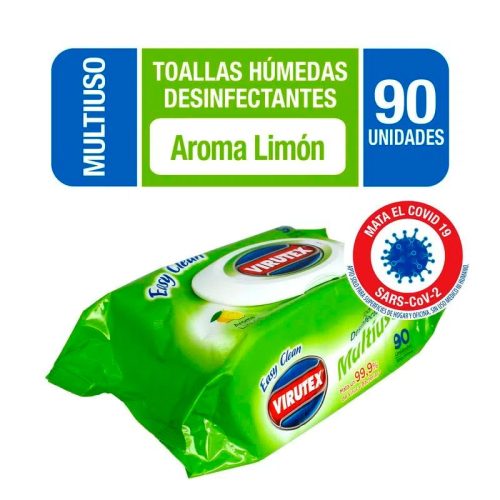 VIRUTEX Toallas Humedas Desinfectantes limon 90 un Bolsa