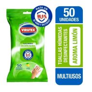 VIRUTEX Toallas Humedas Desinfectantes limon 50 un Bolsa