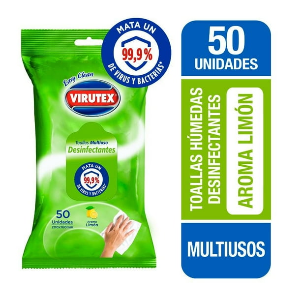 VIRUTEX Toallas Humedas Desinfectantes limon 50 un Bolsa